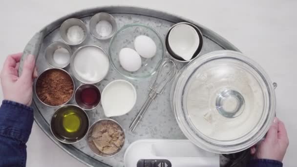 Mixing Flour Other Ingredients Bake Cake — Stock Video