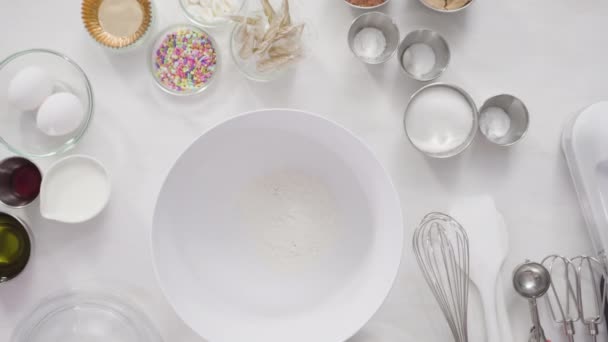 Mixing Flour Other Ingredients Bake Cake — Stock Video