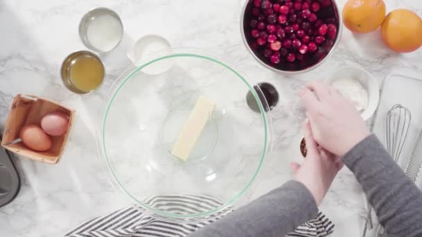 Mixing Flour Other Ingredients Bake Cake — Stock Video