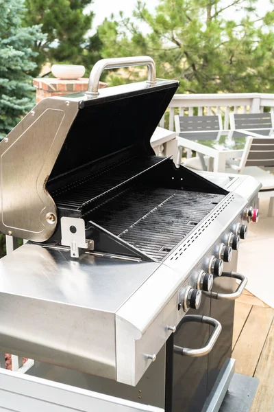 Outdoor Six Burner Gas Grill Back Patio Luxury Single Family — Stock Photo, Image