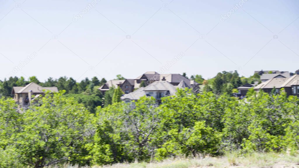 Summer view of the upscale residential neighborhood in the suburbs.