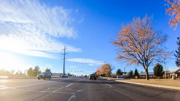 Denver Colorado Usa Januari 2020 Rijden Typische Verharde Wegen Voorstedelijk — Stockfoto