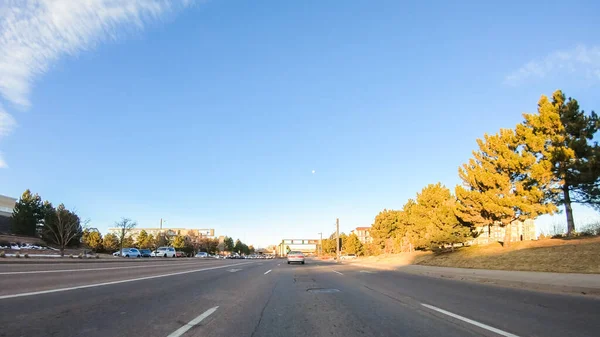 Denver Colorado Usa Januari 2020 Rijden Typische Verharde Wegen Voorstedelijk — Stockfoto