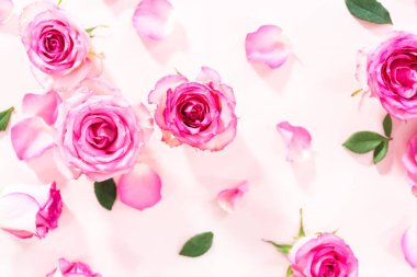 Düz yatıyordu. Pembe güller ve pembe arka planda gül yaprakları.