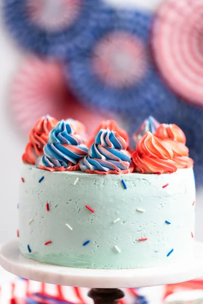 Cake Koekjes Groente Fruit Snack Tray Het Juli Feest — Stockfoto