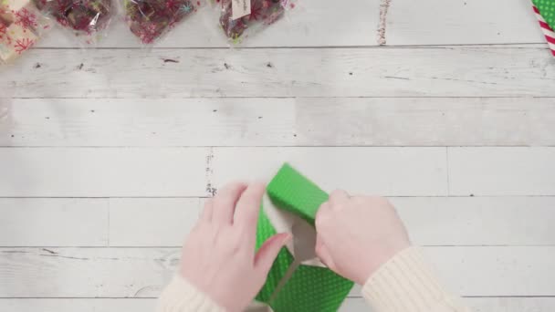 Pakowanie Domowej Roboty Piernika Cukru Christmas Ciasteczka Prezenty — Wideo stockowe