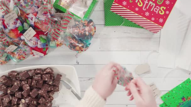 Περιτύλιγμα Σπιτικού Μελόψωμου Και Ζάχαρης Χριστουγεννιάτικα Μπισκότα Για Δώρα — Αρχείο Βίντεο