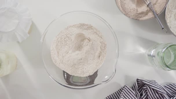 Mixing Flour Other Ingredients Bake Cake — Stock Video