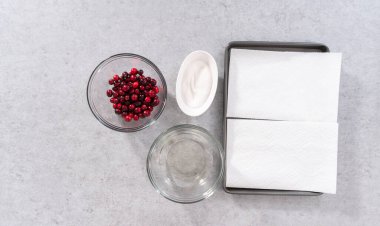 Düz yatıyordu. Yaban mersinlerini organik yaban mersinleri ve beyaz şekerle hazırlıyorum..