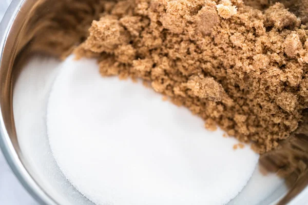 Blandning Ingredienser För Att Baka Jordnötssmör Cookies — Stockfoto