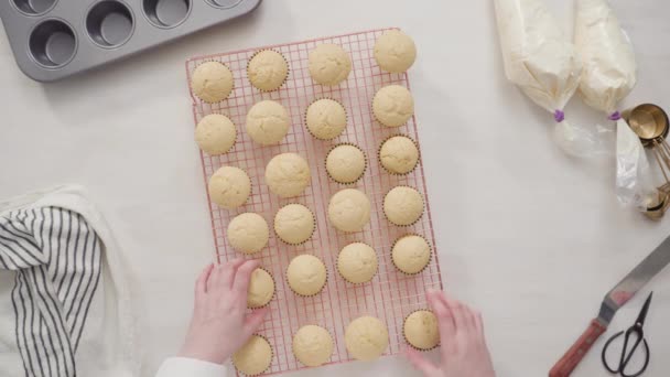 평평하게 부활절을 버터크림을 바닐라 케익과 장식하는 — 비디오