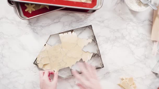 Zuckerplätzchenteig Ausrollen Weihnachtsplätzchen Backen — Stockvideo