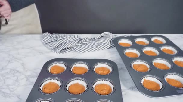 Forros Cupcake Com Cupcakes Framboesa Chocolate — Vídeo de Stock