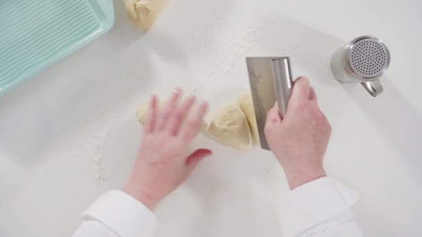 Flat Lay Baking Homemade Dinner Rolls Sourdough Starter — Stock Video