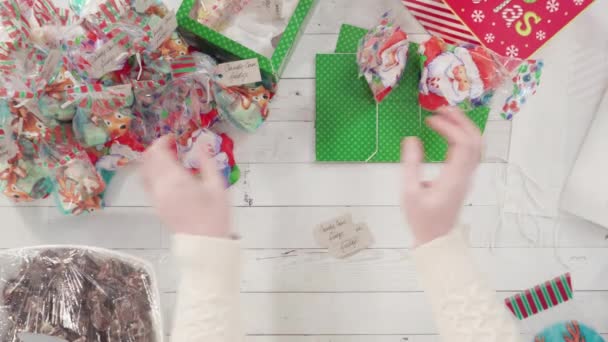 Embalaje Dulces Caseros Galletas Una Caja Regalo Navidad — Vídeos de Stock