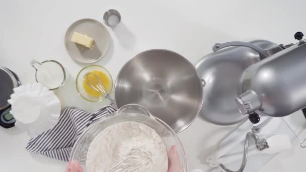 Mixing Flour Other Ingredients Bake Cake — Stock Video