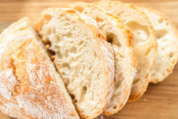 Sliced Fresh Loaf Bread Wooden Cutting Board — Stock Photo, Image