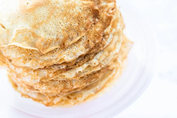 Stack Freshly Baked Crepes Cake Stand — Stock Photo, Image