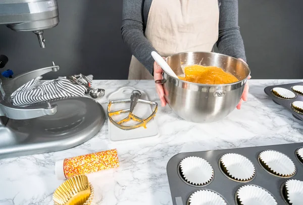 Ingredients Bake Pumpkin Spice Cupcake Marble Countertop — Stock Photo, Image