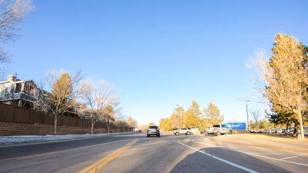 Denver Colorado Usa January 2020 Driving Typical Paved Roads Suburban — Stock Photo, Image