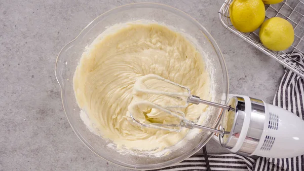 Flat Lay Mixing Ingredients Batter Lemon Pound Cake — Stock Photo, Image
