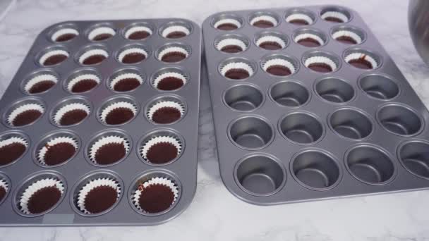 Raccolta Pastella Cupcake Mini Linee Cupcake Cuocere Mini Cupcake Cioccolato — Video Stock