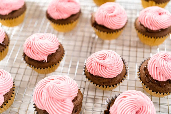 Ahududu krem peynirli kremalı çikolatalı kekler..