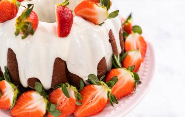 Taze çilekler. Kapatın.