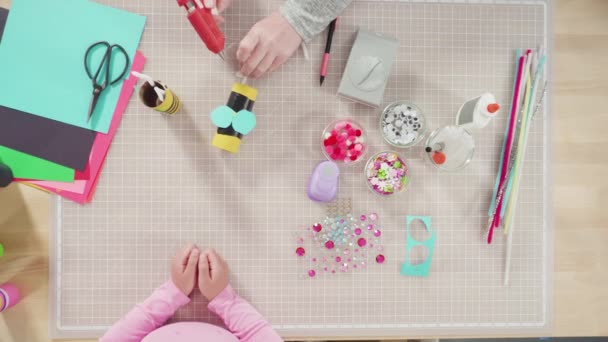 Papelería Para Niños Hacer Bichos Papel Los Rollos Papel Higiénico — Vídeo de stock