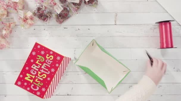 Embalagem Chocolate Caseiro Biscoitos Uma Caixa Presente Natal — Vídeo de Stock