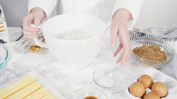 Het Maken Van Chocolade Chip Cookies Close — Stockvideo