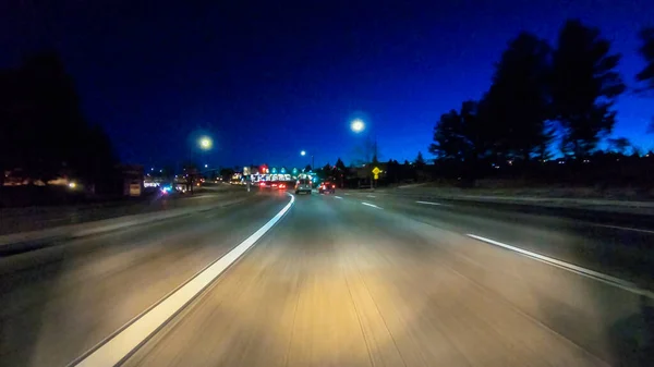 Denver Colorado Eua Janeiro 2020 Dirigir Estradas Típicas Pavimentadas Noite — Fotografia de Stock