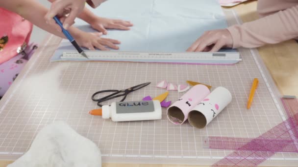 Step Step Making Unicorns Out Paper Empty Toilet Paper Rolls — Stock Video