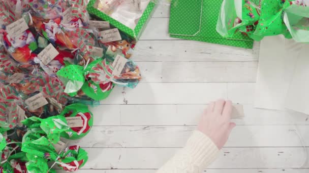 Embalaje Dulces Caseros Galletas Una Caja Regalo Navidad — Vídeos de Stock