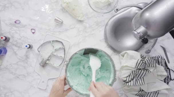 Het Bereiden Van Ingrediënten Voor Rode Witte Blauwe Ronde Vanille — Stockvideo