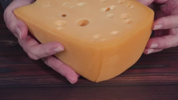 Ποικιλία Από Μεγάλες Σφήνες Γκουρμέ Τυρί — Αρχείο Βίντεο