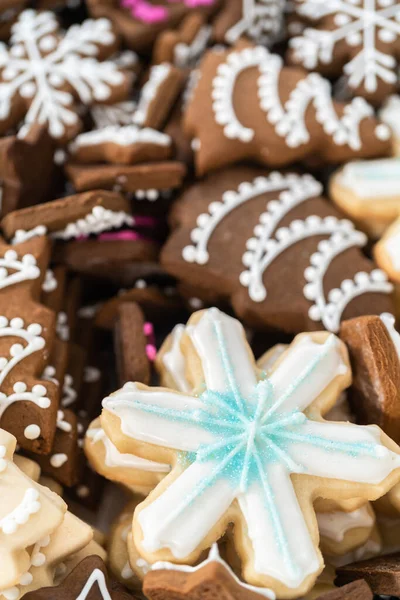 Pan Jengibre Azúcar Galletas Navidad Con Hielo Real — Foto de Stock