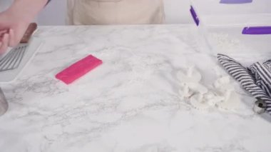 Gıda süsü ile tatlı kar taneleri yapmaktadır..