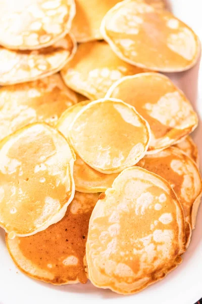 Freshly Made Small Pancakes Kefir Base — Stock Photo, Image