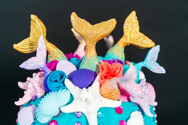 Halloween Ambachtelijke Pompoenen Versierd Met Zeemeermin Staarten Glitter Sparkly Strass — Stockfoto