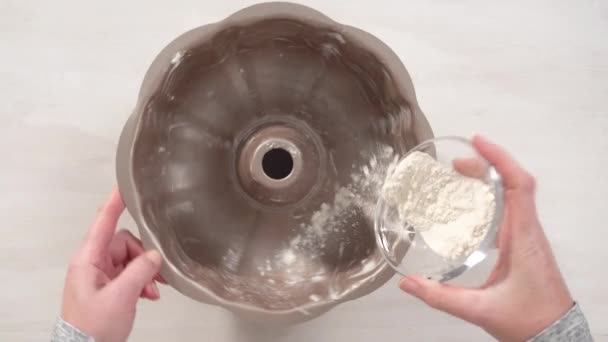 Fare Torta Bundt Cioccolato Con Glassa Cioccolato Decorata Con Mirtilli — Video Stock