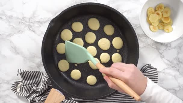 Preparazione Mini Pancake Cereali Passo Dopo Passo — Video Stock