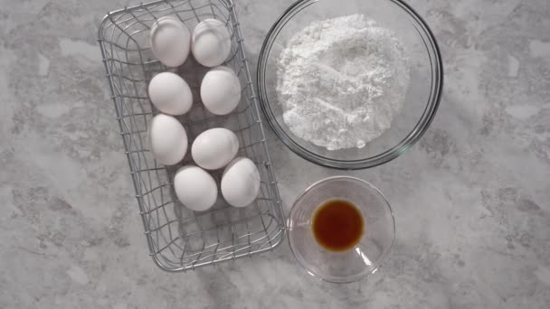 Preparação Ingredientes Para Gourmet Unicórnio Tema Merengue Pops — Vídeo de Stock