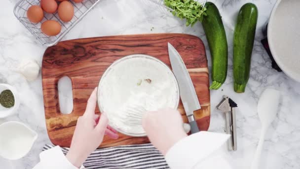 Making Organic Zucchini Cakes — Stock Video