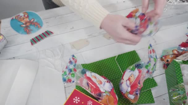 Emballage Maison Macadamia Fudge Dans Petits Sacs Cadeaux — Video