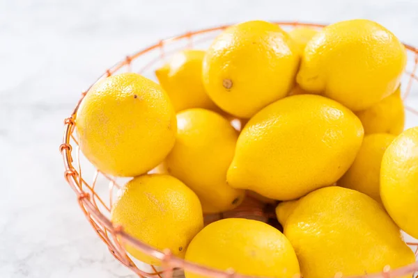 Ingredients Glass Mixing Bowls Prepare Lemon Bundt Cake — Stock Photo, Image