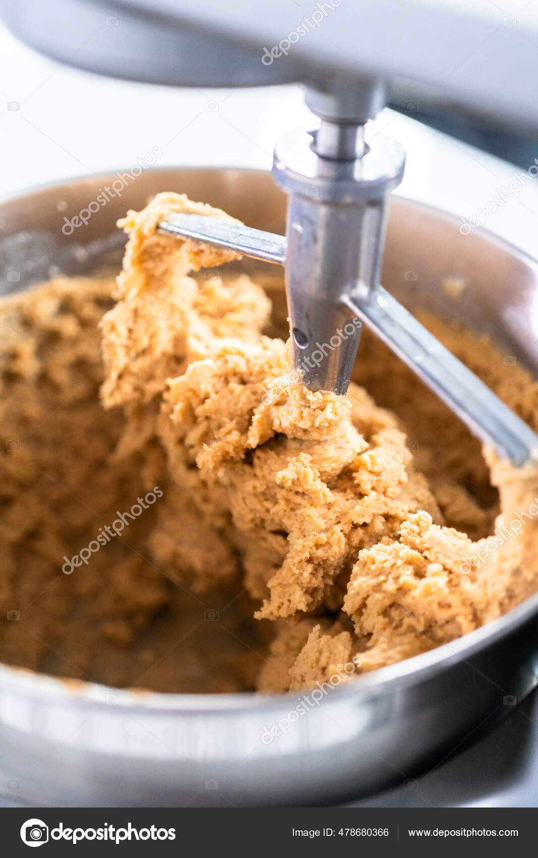 Mixing Ingredients Standing Kitchen Mixer Bake Peanut Butter