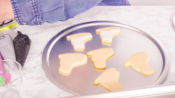 Decoración Galletas Azúcar Forma Patín Hielo Con Hielo Real Color — Foto de Stock