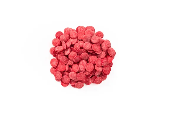 Deitado Batatas Vermelhas Redondas Chocolate Para Derreter Formas Chocolate Fundo — Fotografia de Stock