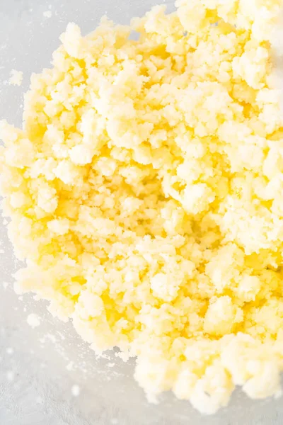 Змішування Інгредієнтів Скляній Мисці Приготування Лимонного Торта Журавлини — стокове фото
